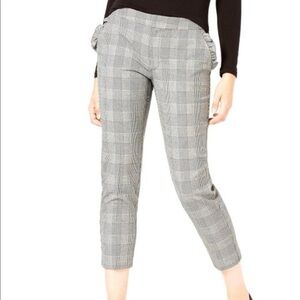 MAISON JULES Women's Gray Printed Cropped Pants, Glen-check Pattern Size 8
